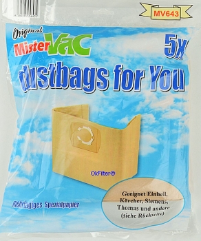 5 xStaubsaugerbeutel kompatibel mit DELTAFOX Nass-Trockensauger DC-WDE 1315 Inox